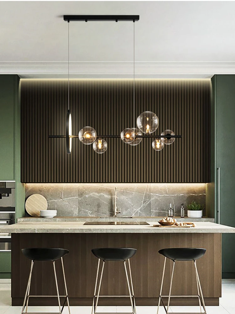 

Modern Creative Dining Table Glass Globe Pendant Lamp Foam Shade Led Lighting Ring Light Bedroom Living Room Indoor Chandelier