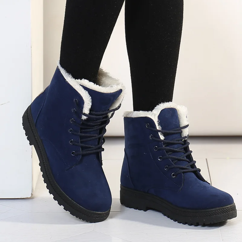 Women's Winter Boots Low Heels Women Boots With Fur Warm Winter Shoes Women Snow Boots Ankle Botas Mujer Winter Footwear Female