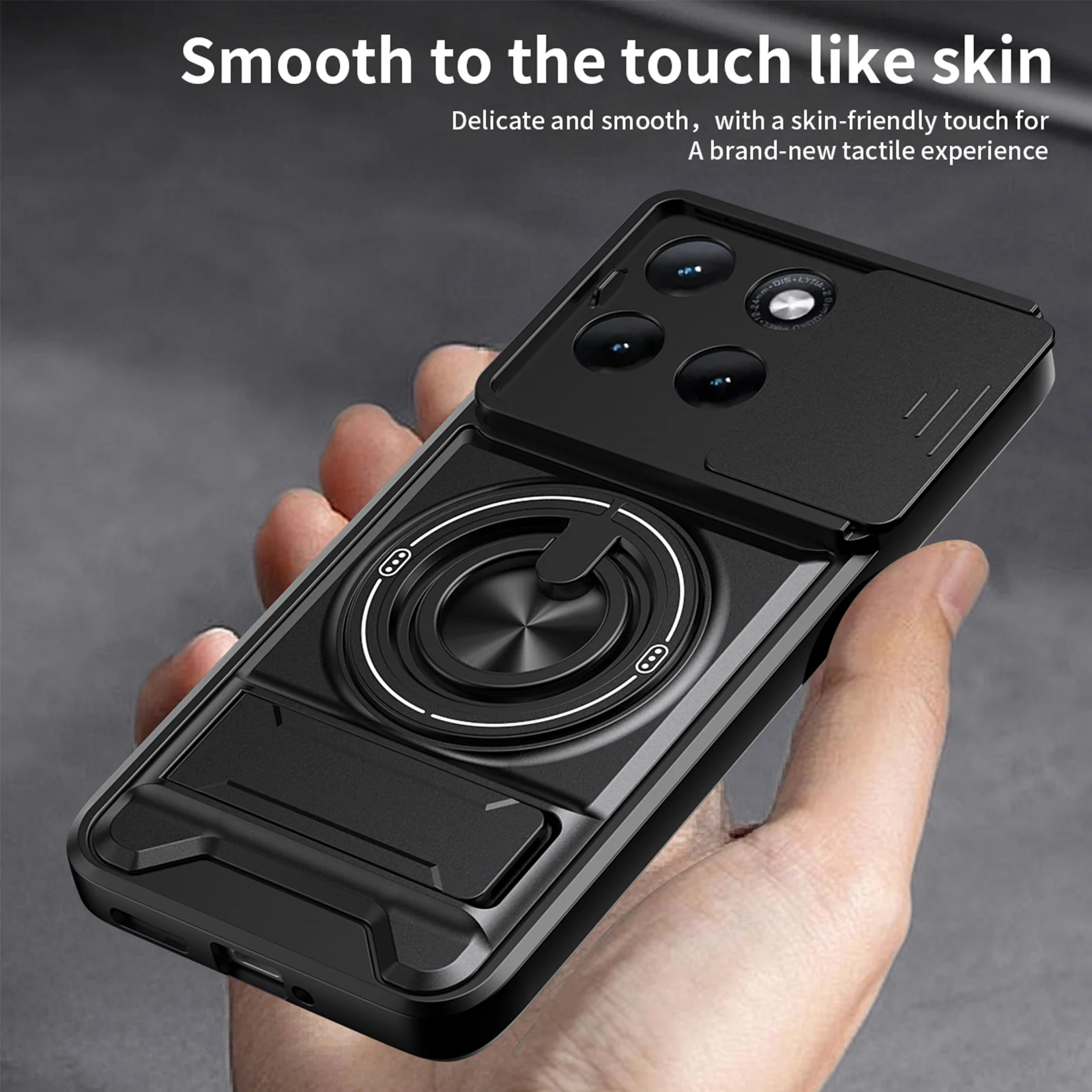 Matte Black Anti-Shock Case with Slide Camera Protection