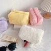 Custom Name Solid Color Cosmetic Bags Cute Fur Makeup Bag for Women Travel Make Up Toiletry Bag Washing Pouch Plush Pen Pouch 5