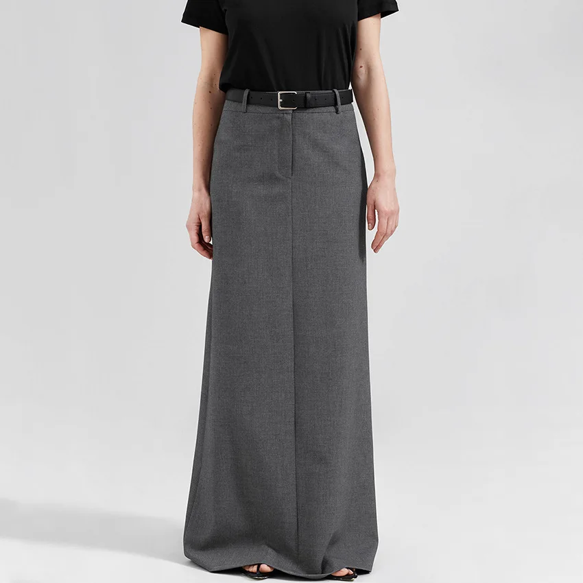 

PASSIONNÉ Women's Skirt High Waist Solid Back-split Floor-length Skirts Female Basic OL Style Fashion 2023 Autumn New