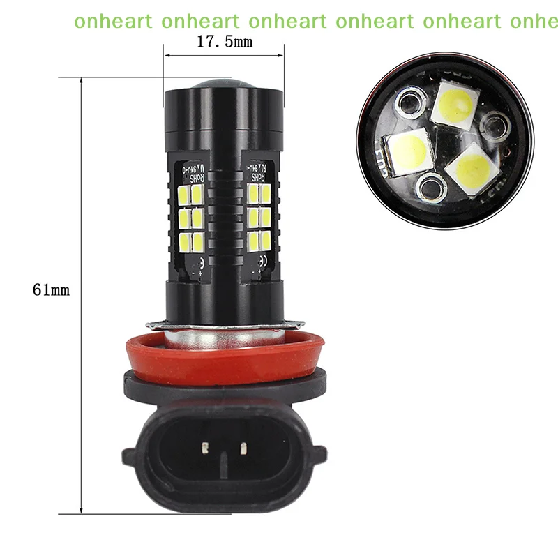 [C]H8 H11 LED 안개등 전구 3030SMD 1200LM 6000K 자동차 주행등 자동 LED 라이트