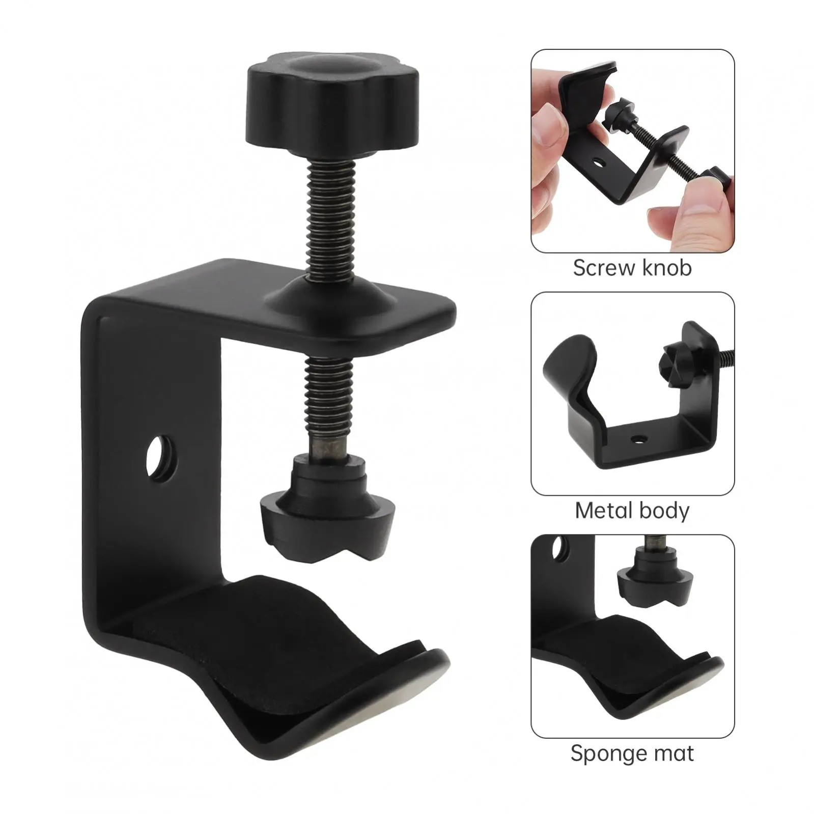 Metal Desk Clamp 1/4 Female Large Table Mount Clamp Mic Holder