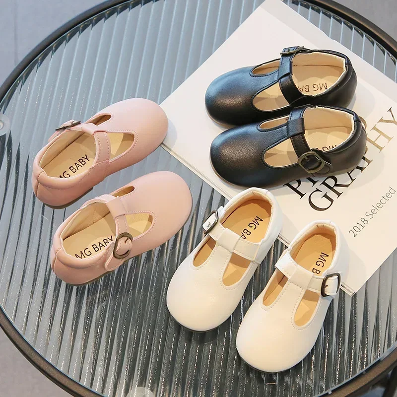 Baby Girls Leather Shoes for Toddlers Kids Infants Casual Flats Princess Sweet Classic T-strap Candy Color Fashion Soft 15-30