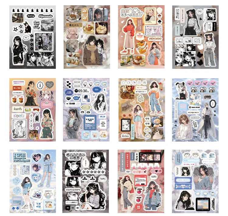 45 sheets/piece Retro Decorative Stickers Laptop Kpop Toploader Photocard Sticker Book Kids Gift School Stationery
