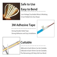 COB LED Strip Light High Density Linear Lighting 480/528Leds/m Flexible Tape Warm Natural White Red Blue Green Decor DC12 24V 2