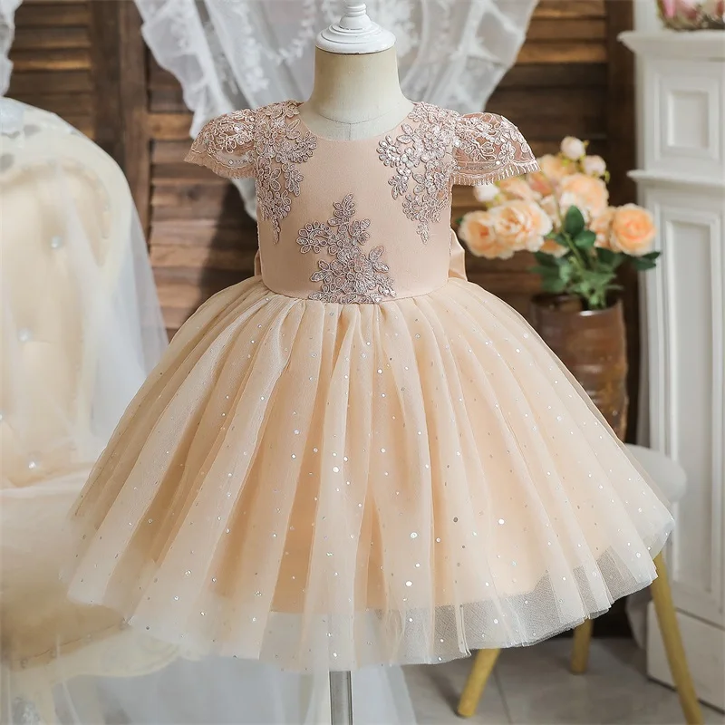 여자를위한 드레스 크리스마스 어린이 꽃 레이스 우아한 공주 생일 가운 어린이 웨딩 파티 Tulle 드레스