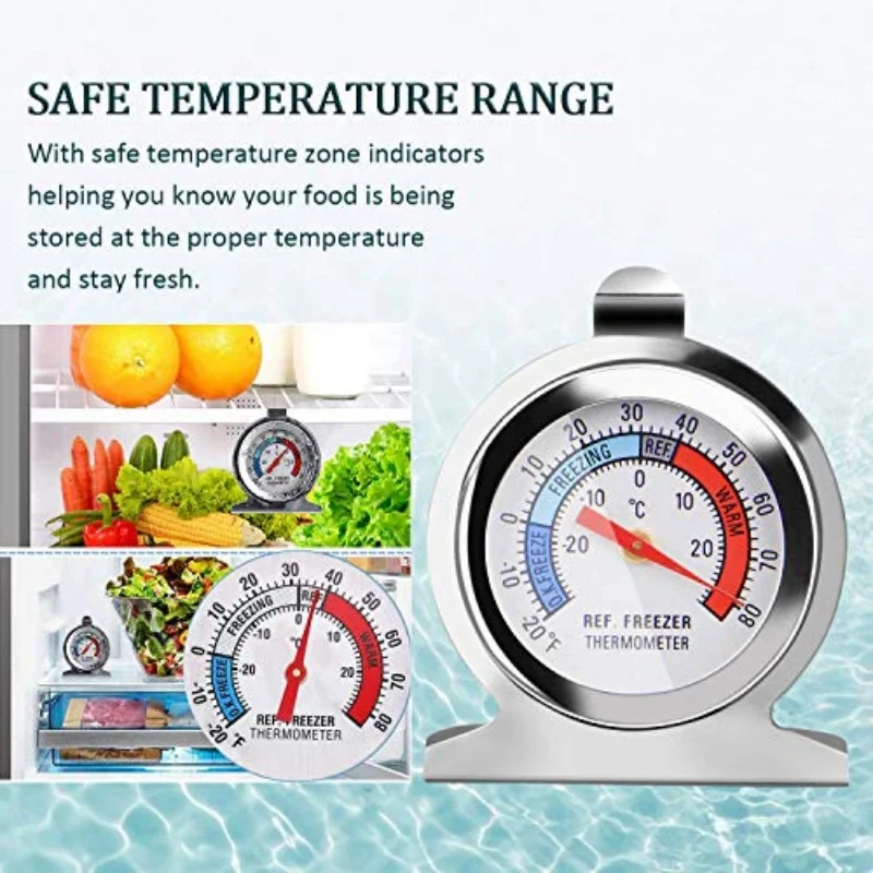 4 Packs Refrigerator Freezer Thermometer Classic Series Large Dial Red Indicator Accurate Temperature for Kitchen Fridge Cooler 5
