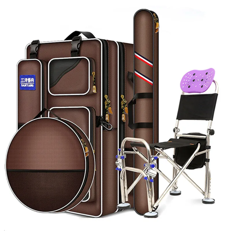 

70/80CM Fishing Bag Fishing Chair Backpack Rod Bag Lure Line Tackle Box Accessories Storage Waterproof Outdoor Camping Ruskpack
