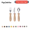 Free Customized Baby Name New Design Newborn Feeding Stainless Steel Cutlery Kids Training Fork Spoon Knife Children's Tableware 1