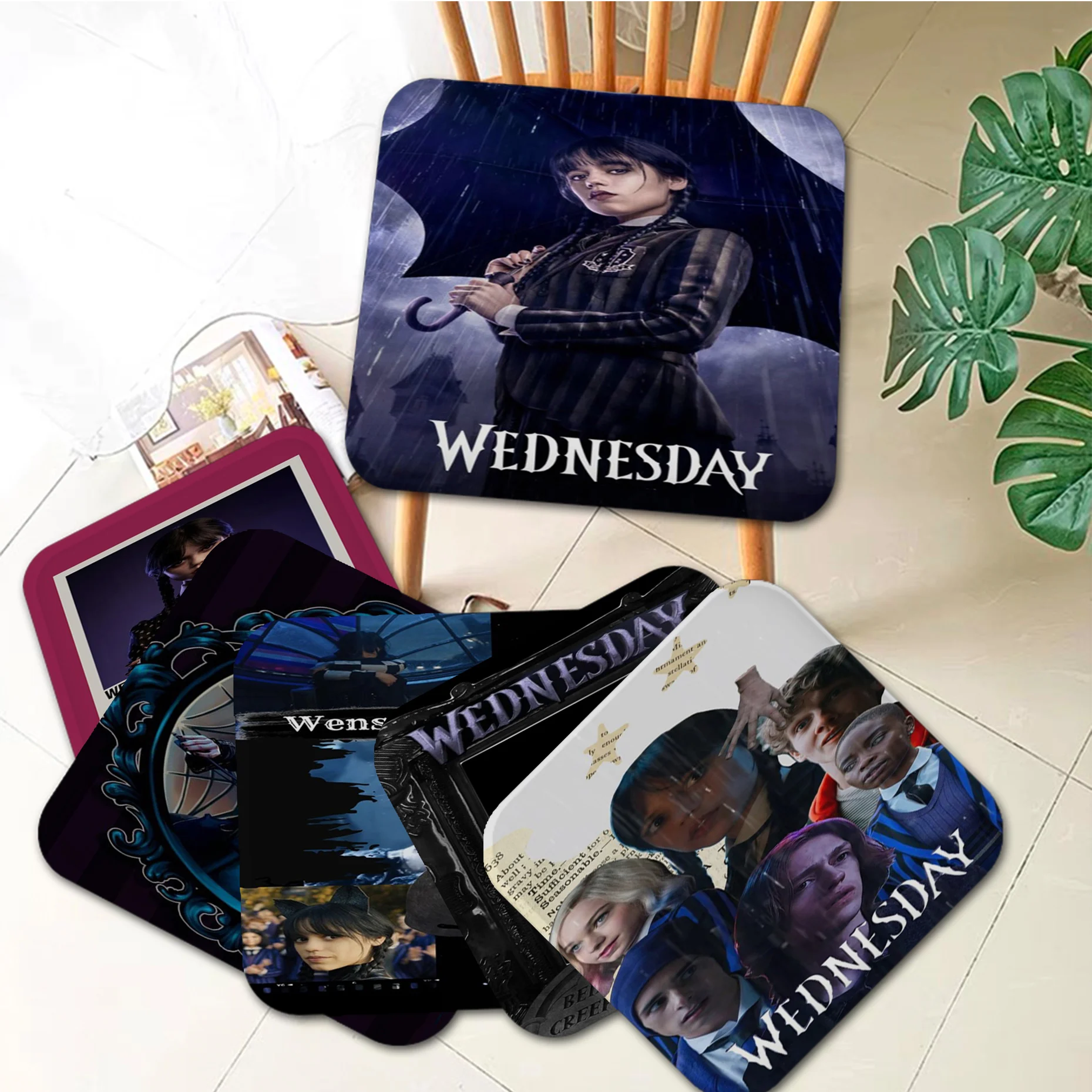 

American Movie TV Wednesday Addams Simplicity Multi-Color Meditation Cushion Stool Pad Seat Cushion Anti-Slip Cushion Home Decor