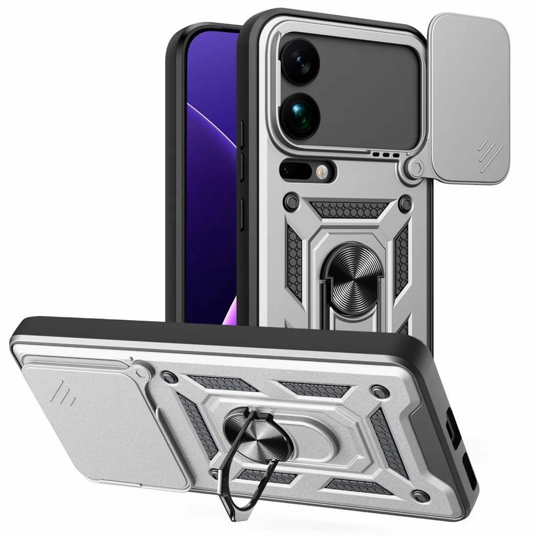 Durable Armor Hybrid Camera Protective Case with Metal Ring Holder