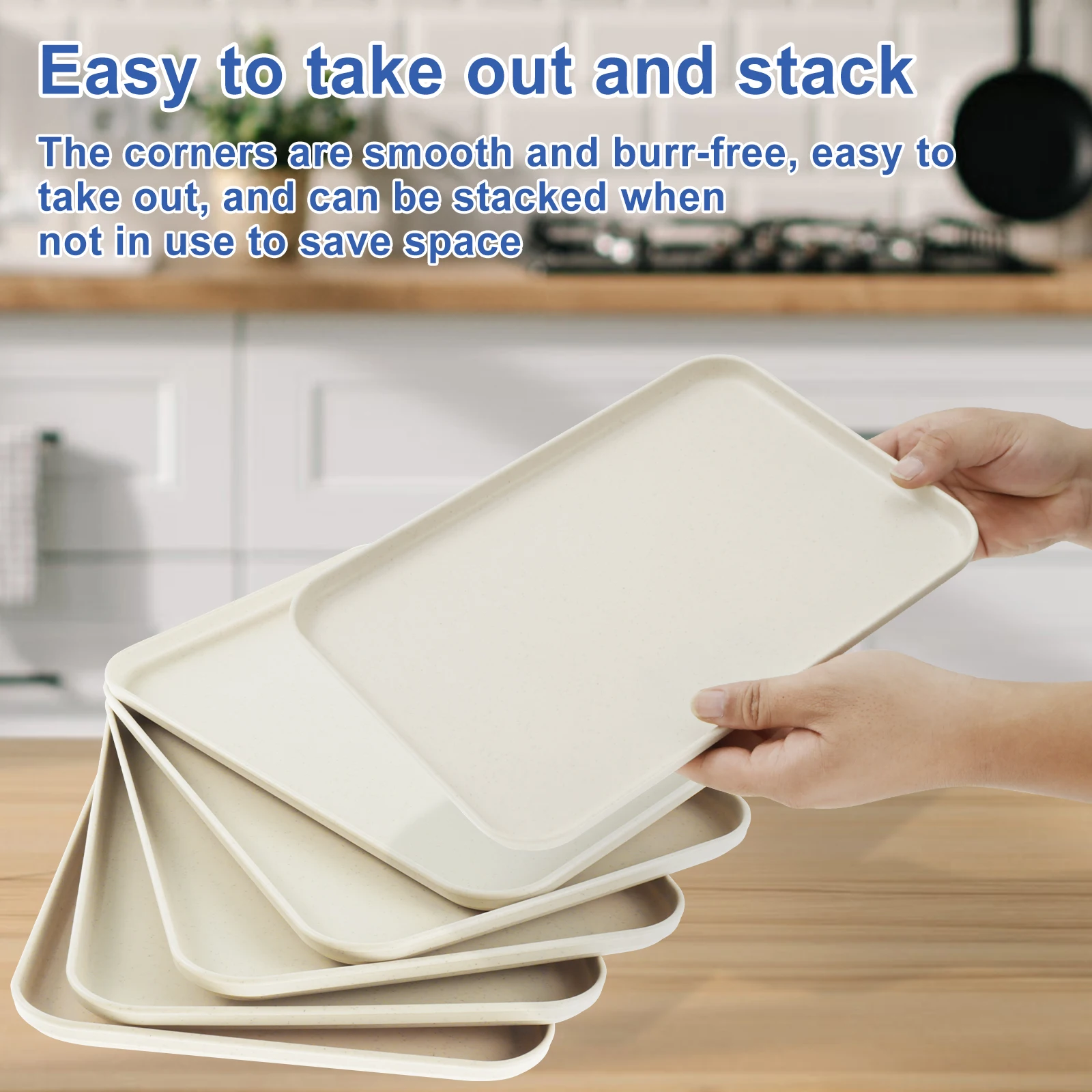 10 Pcs Large Capacity Serving Platters and Trays Food Grade Serving Tray Stackable Platters and Trays Space Saving