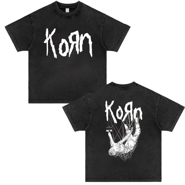 Camisetas de manga corta de la banda de Rock Korn para hombre y