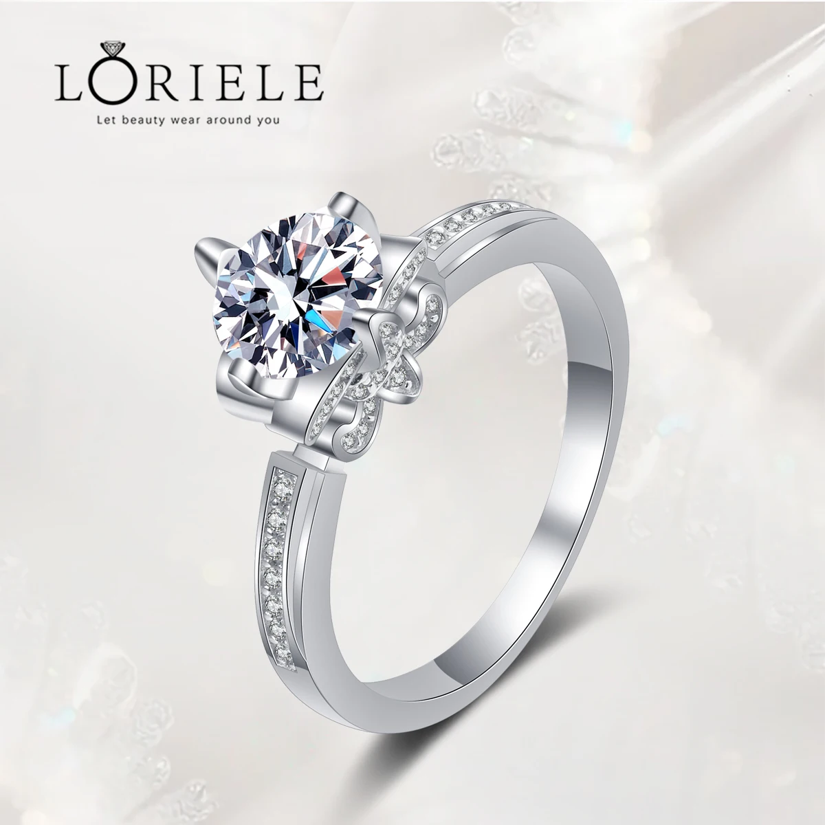 

LORIELE 1CT Moissanite Vintage Engagement Ring For Graduated Side Diamond Promise Bridal Ring Sterling Silver Brand Wedding Band