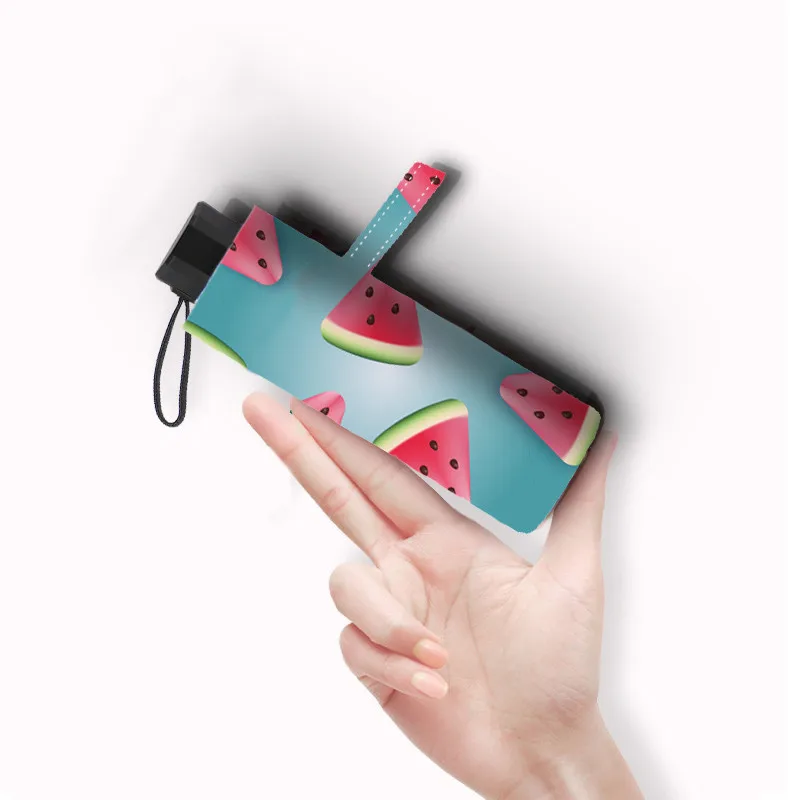 Watermelon Piece Blue Pattern Print Foldable Umbrella