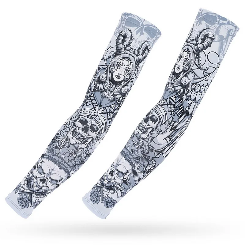Unisex UV Protection Cooling Tattoo Design Cycling Arm Sleeves