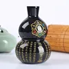 AAA+ 100% 8cm black obsidian Buddhism The six syllable Mantra Gourd black obsidian Om Mani Padme hum Buddhism Gourd buddhist 4