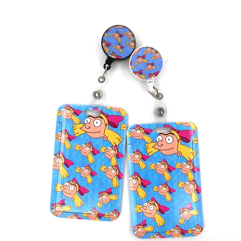 Funny Cartoon Character girl Cute Card Cover Lanyard Retractable Student Nurse Badge Reel Clip ID Card Badge Holder accessories
