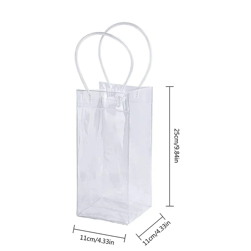 1Pc Pvc Leakproof Ice Bag Friendly Transparent Ice Pack Portable Bucket Wine Champagne Bottle Chiller With Carry Handle