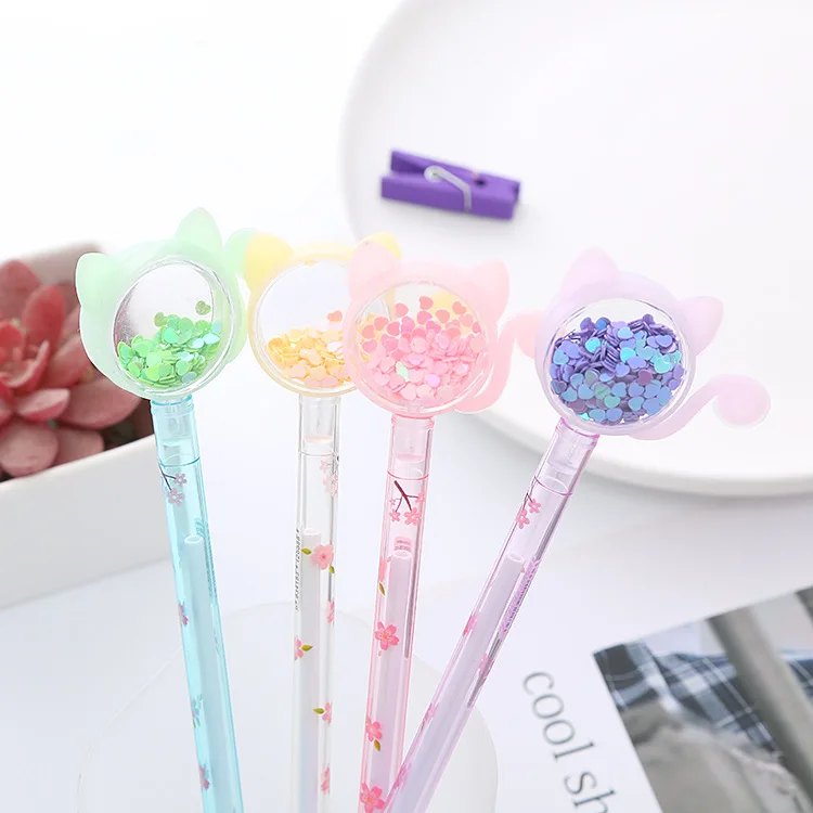 

Ins high beauty sequin kitten neutral pen cute cat student pen creative office stationery water-based signature pen stationary