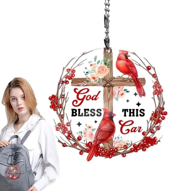 

God Bless This Car Car Ornament Rear View Mirror Car Pendant Charm Bless This Car Exquisite Acrylic Ornament Keepsake Gifts
