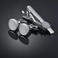 High Quality Letter A-Z men's French cufflinks tie clip set fashion shirt cufflinks 4