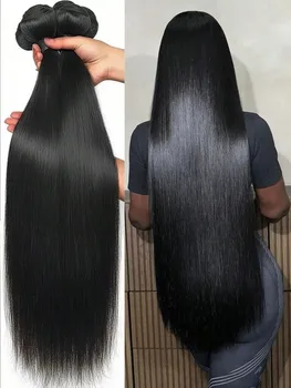 32 34 36 Inch 15A Human Hair Bundles Straight Bundles Human Hair Unprocessed Brazilian Virgin Hair Straight 3/4 Bundles Unit 1