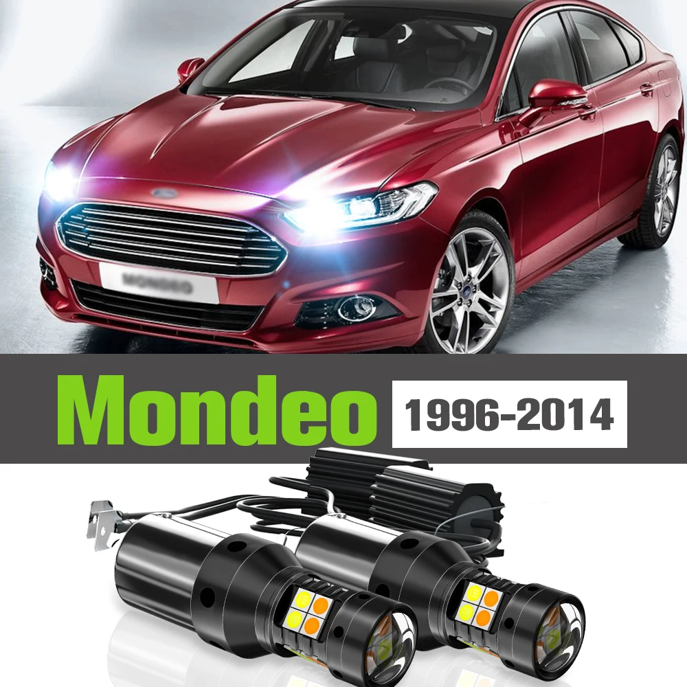 

2x LED Dual Mode Turn Signal+Daytime Running Light DRL Accessories Lamp For Ford Mondeo 2 3 4 1996-2014 2008 2009 2010 2011 2012