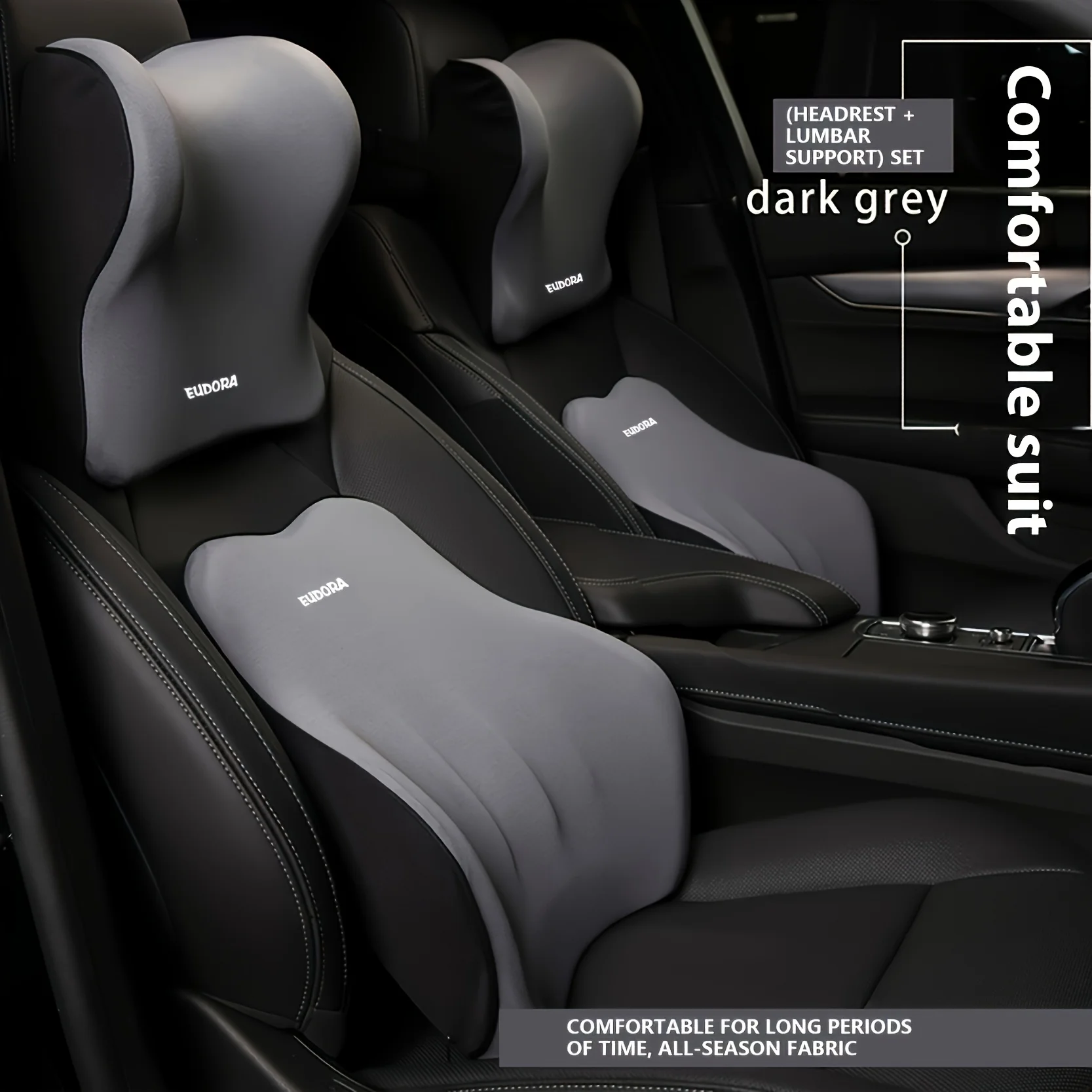 Driver's Car Set,Neck Pillow and Lumbar Support,Breathable Memory Foam Cooling Cushion,Ergonomic Comfort for Sedan/SUV Chair