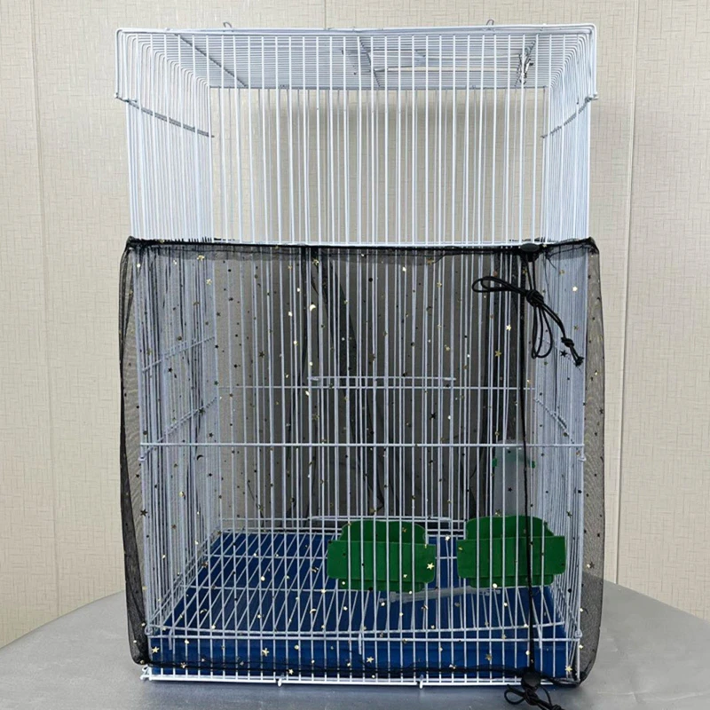 Bird Cage Cover Bird Cage Cover Dustproof Birdseed Net Seed Catcher Nylon Mesh Birdseed Net Guard Stars /Solid Color