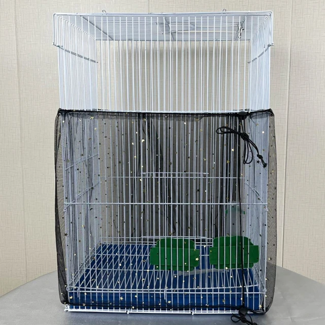 Bird Cage Cover Dustproof Birdseed Net Seed Catcher Nylon Mesh Birdseed Net Guard For Bird Cage Stars /Solid Color 1