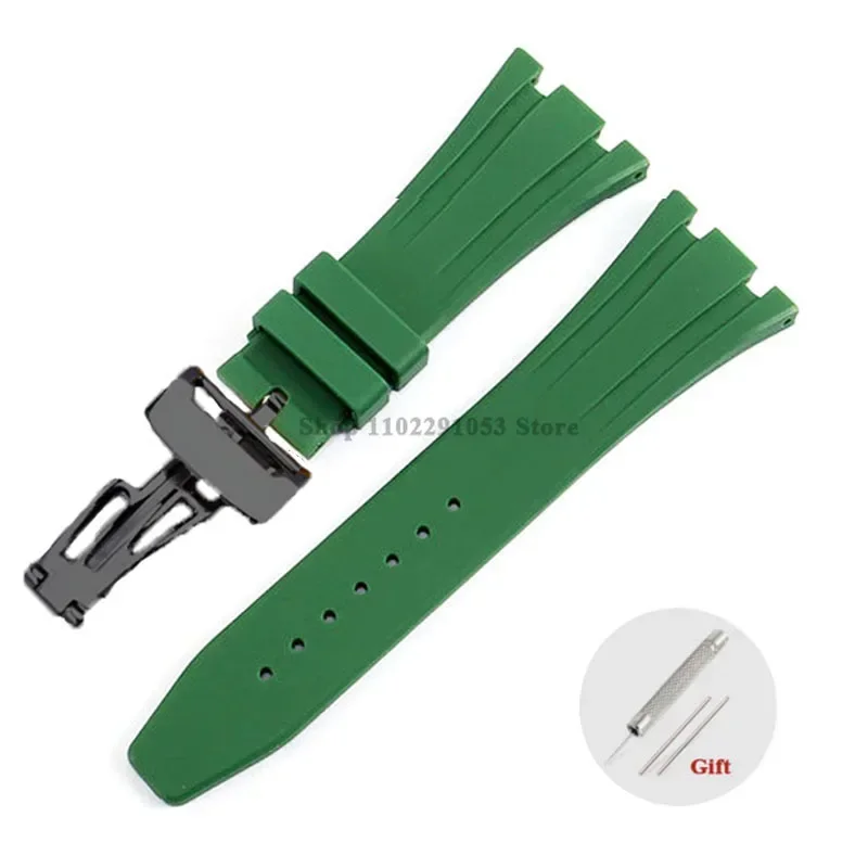 Premium 27mm Waterproof Rubber Watch Strap with Solid Butterfly Buckle