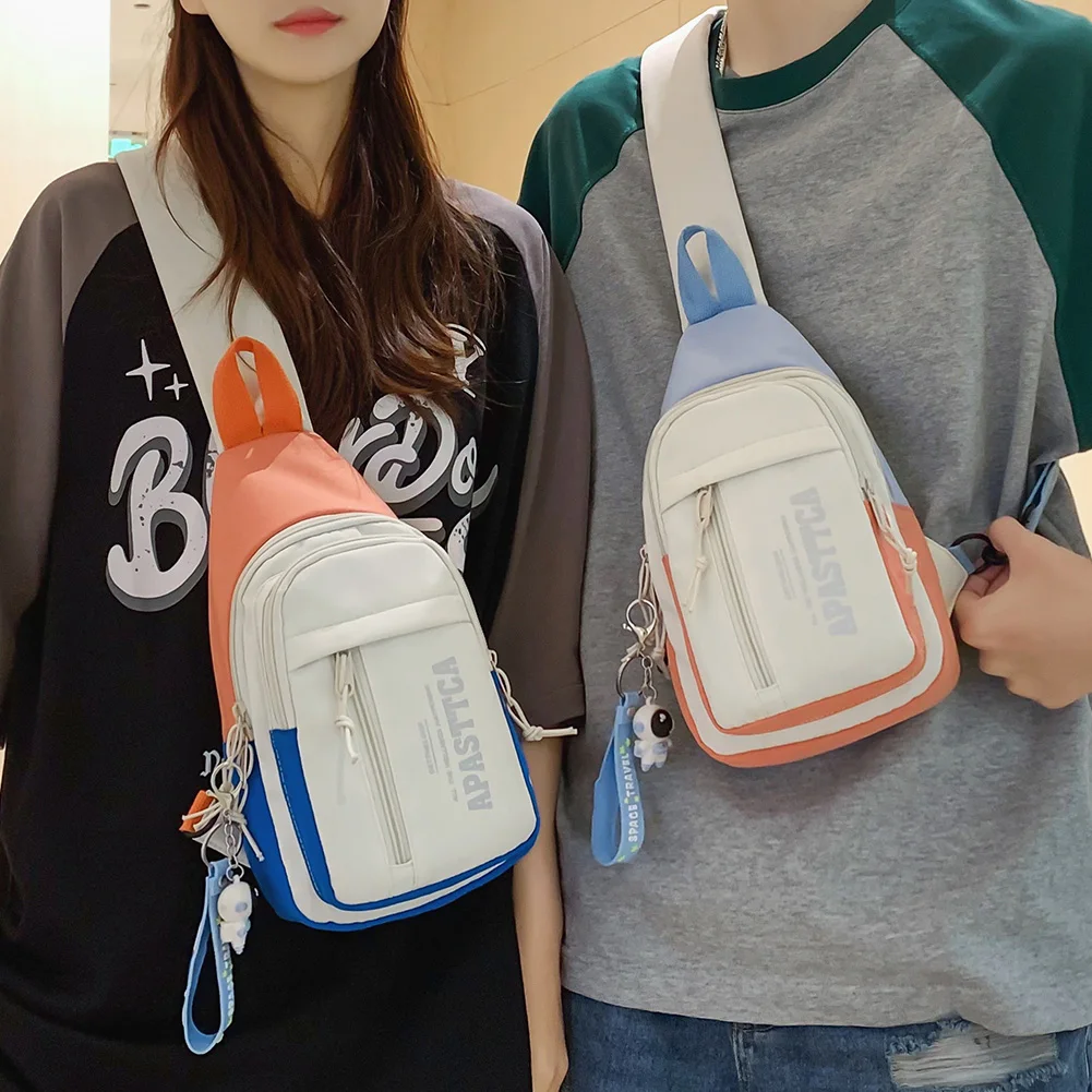 Men's Sports Chest Bag New Street Trend Hip Hop Couple Women's Students One  Shoulder Mobile Phone Pocket Small Messenger Bag