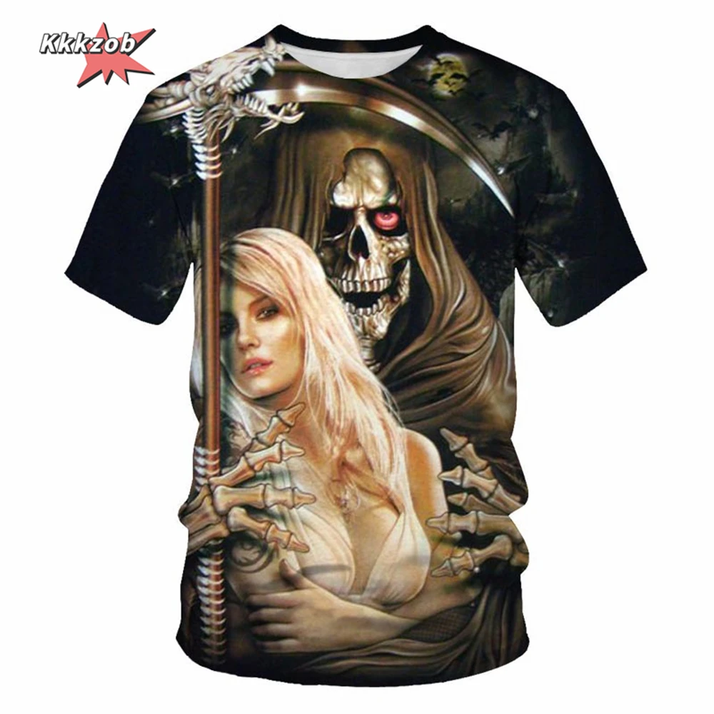 Gothic Skull T-Shirt - 3D Printed Casual Short Sleeve Top