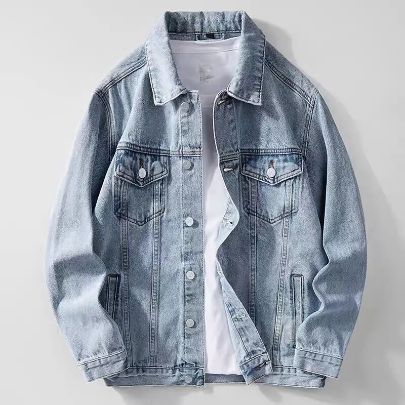 Washed Denim Jacket for Boys Spring Autumn New Style Retro Jacket for Junior And High School Students Youth Vitality Cotton P...