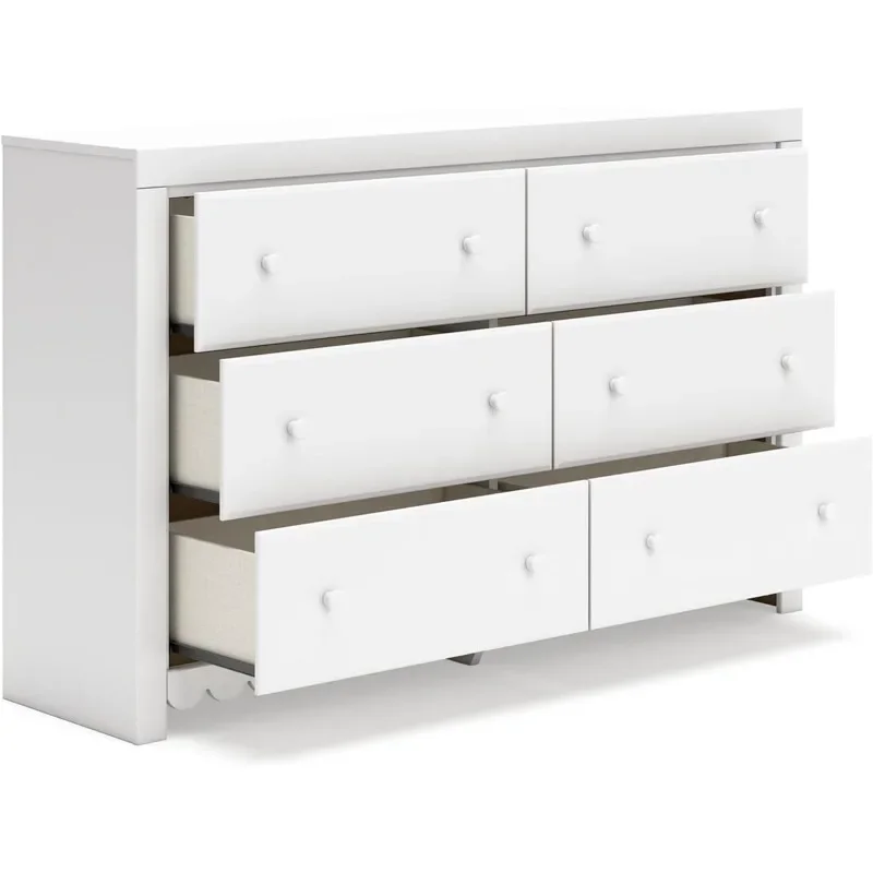 Drawer Dresser with Safety Stop and Scalloped High Quality