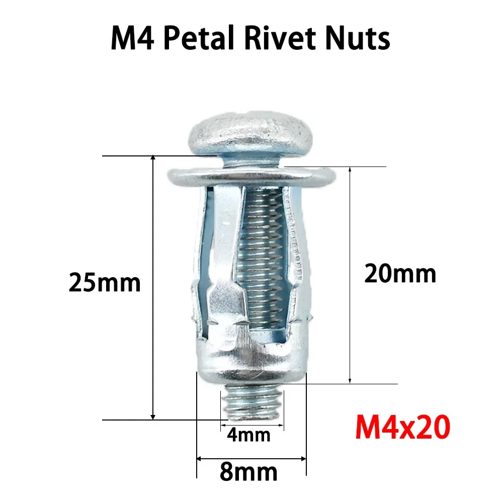 Petal Shape Metal Rivet Nut Kit Expansion ScrewNut M4 M5 M6 M8 Molly Jack Nut Rivnut License Plate Fix Panel Clamp Lock RivetNut rivet nut kit
