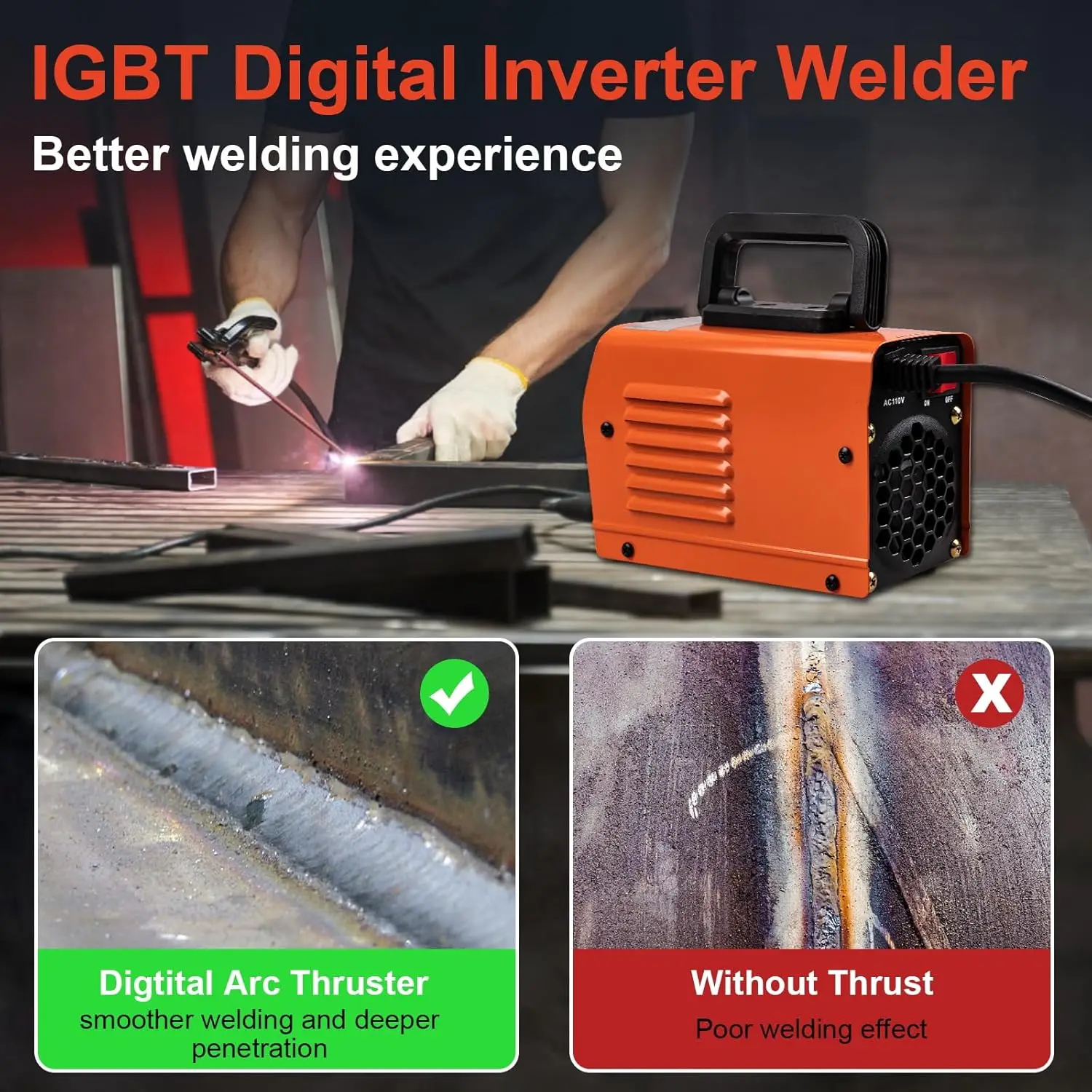 Mini Welding Machine, Upgraded Welder Machine 110V, Portable Stick Welder MMA-250A, IGBT Inverter Welder with Hot Start