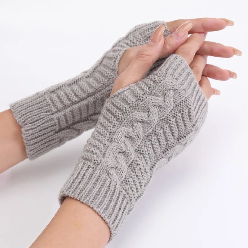 

Fashion Unisex Men Women Knitted Fingerless Winter Gloves Soft Warm Wool Knitting Arm Flexible Hand Gloves Wrist Warmer Discount