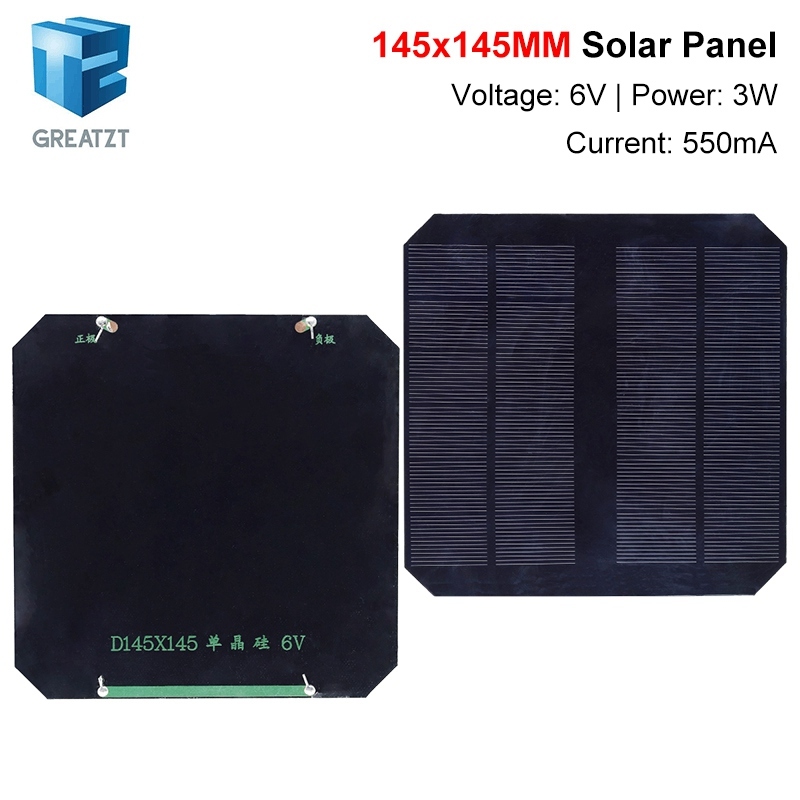 TZT 6V 550mA 3.3W Solar Panel Polycrystalline 145*145MM Mini Sunpower Solar System DIY for Battery Cell Phone Charger
