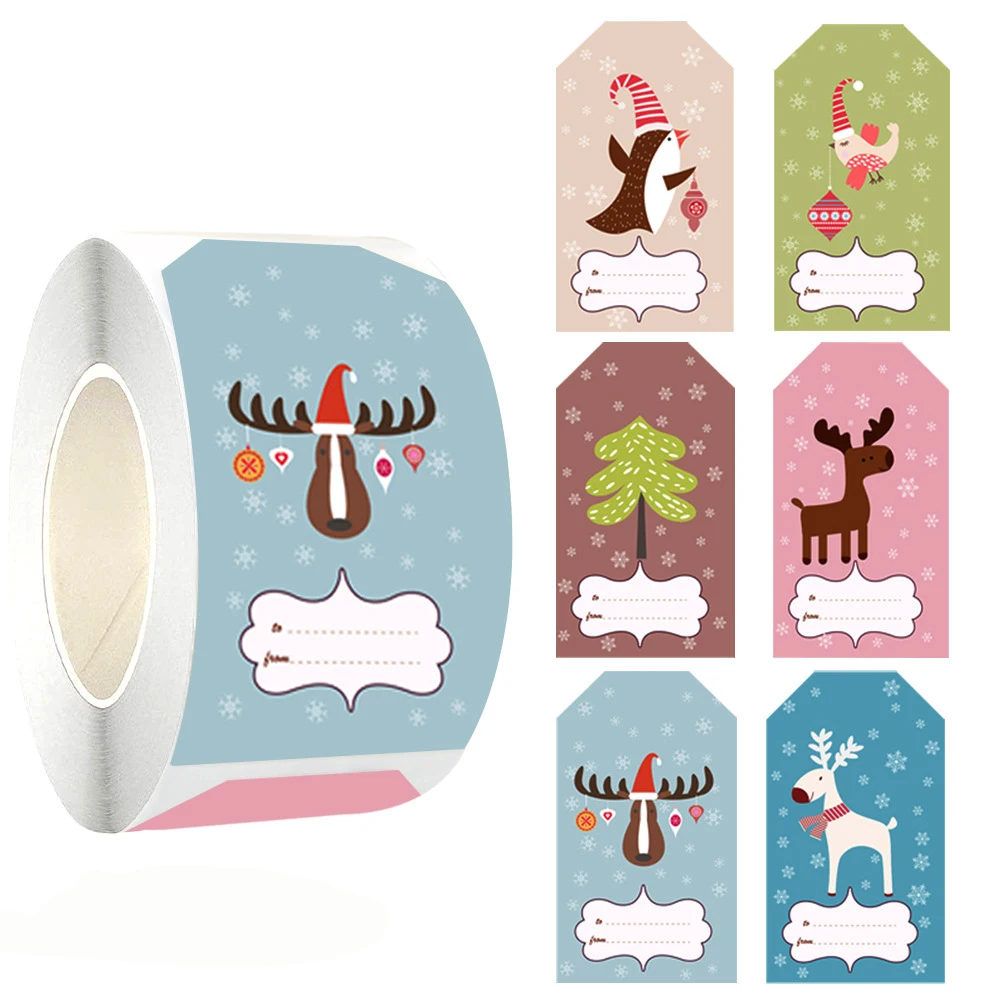 50-250 stücke Rechteck Weihnachten Geschenk Box Decor Dichtung Aufkleber Neue Frohe Weihnachten Aufkleber Nette Santa Aufkleber Schreibwaren – Detail 1