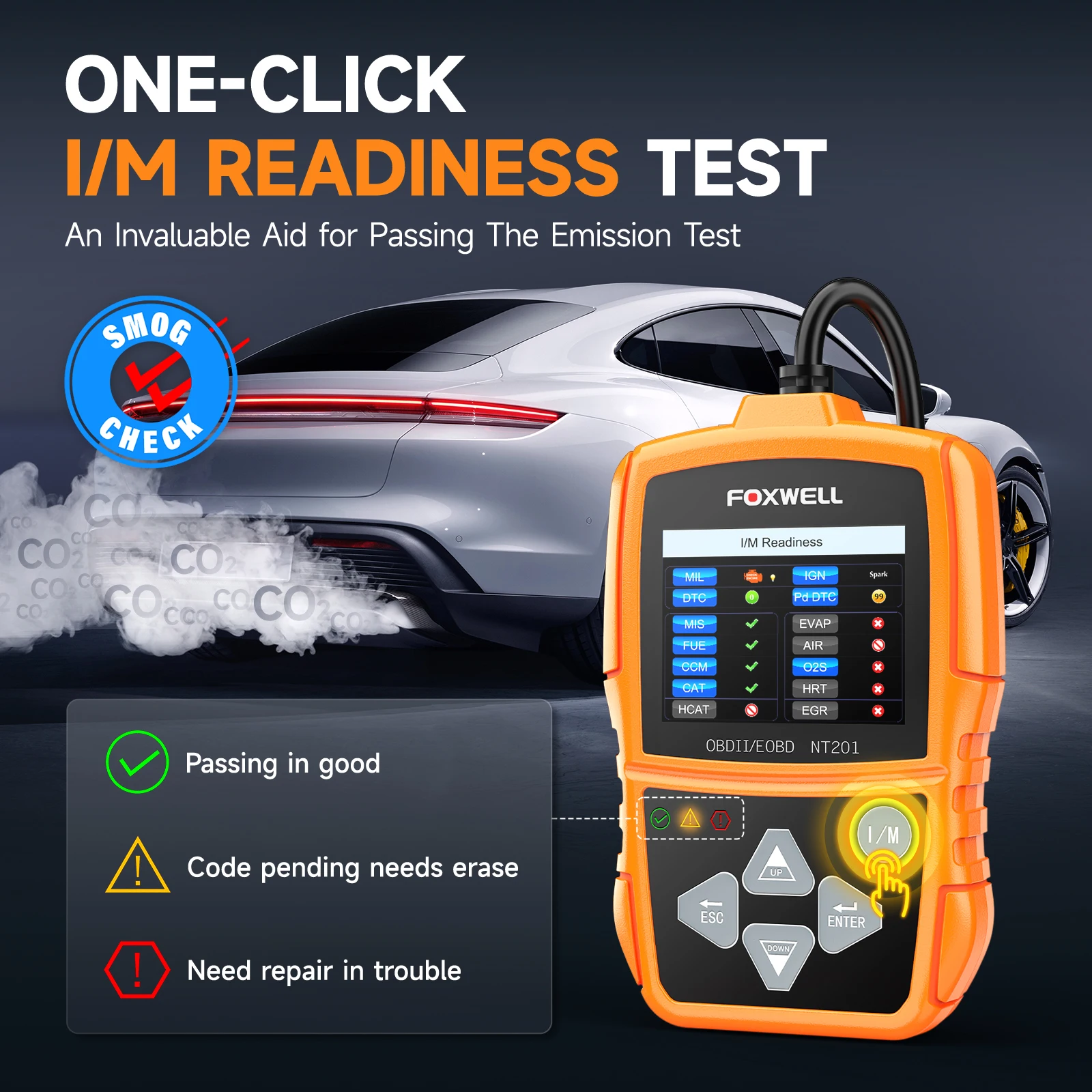 FOXWELL NT201 OBD2 Scanner Car Code Reader Check Engine Light Reader OBDII EOBD Car Computer Diagnostic Scan Tool Auto Fault 3