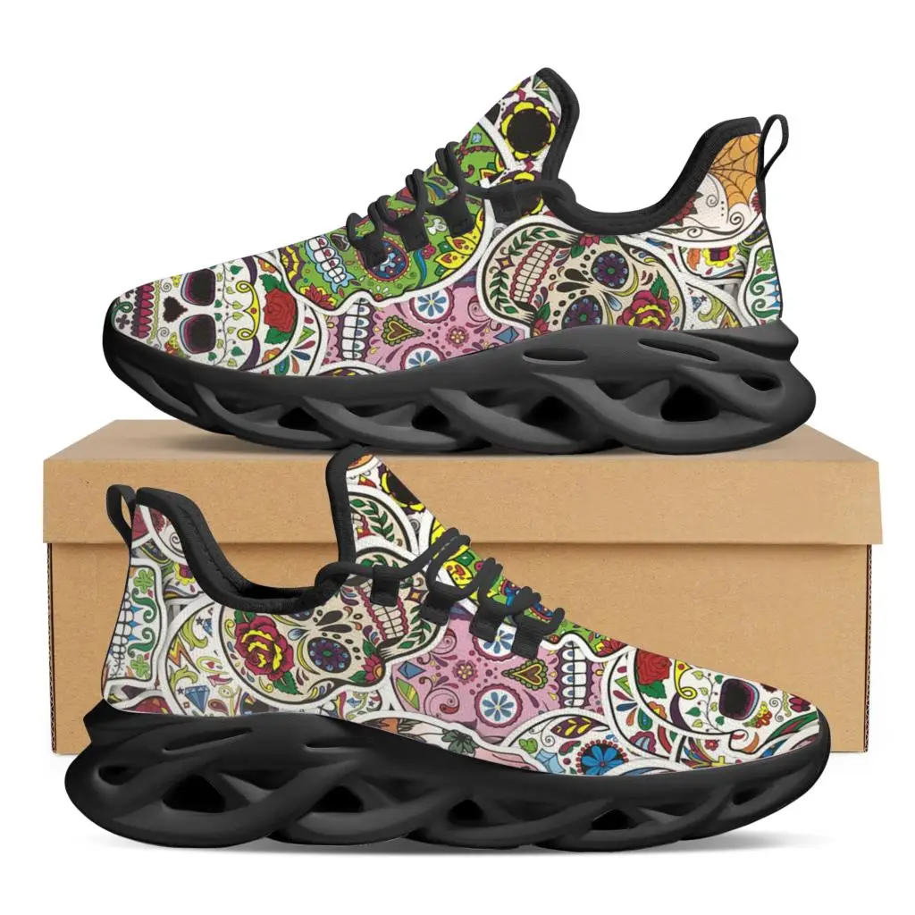 

Fashion Skull Skeleton Print Soft Sole Sneakers Non-Slip Outdoor Lace-Up Casual Shoes Elegant Lightweight Walking Shoes Female