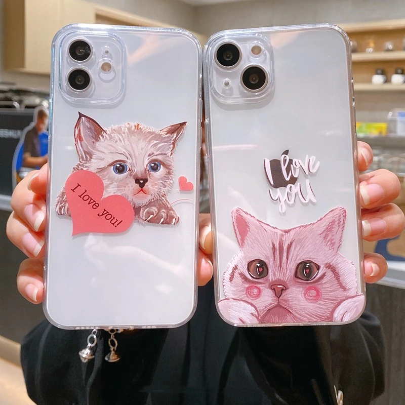 Funny Cartoon Cat Phone Case For iPhone14 11 12 Pro Max 13 XR XS X 7 8 SE Plus Cute Animal