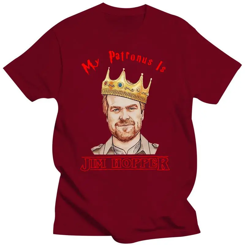 thumbnail image 1 of Nueva camiseta Stranger Tee Things My Patronus Is Jim Hopper, camiseta negra de algodón para hombre, tallas S a 6xl, camiseta normal para hombre, camiseta divertida para hombre, 1 of 5