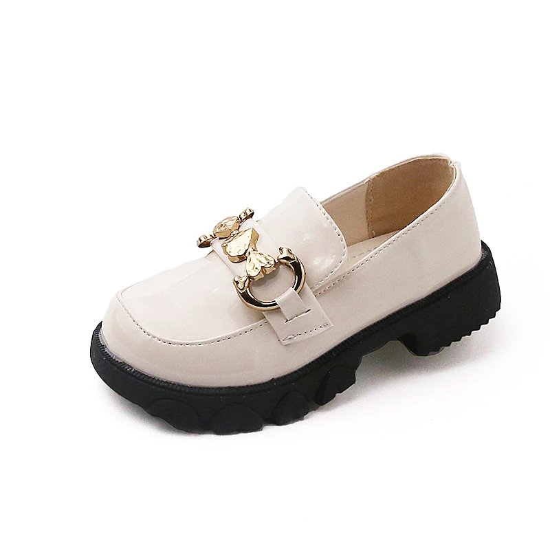 Children Loafers Bowtie All-match Back Beige Girl's Leather Shoes School  Elegant Slip-on Light Autumn Kids Flat Shoes 26-36 - AliExpress