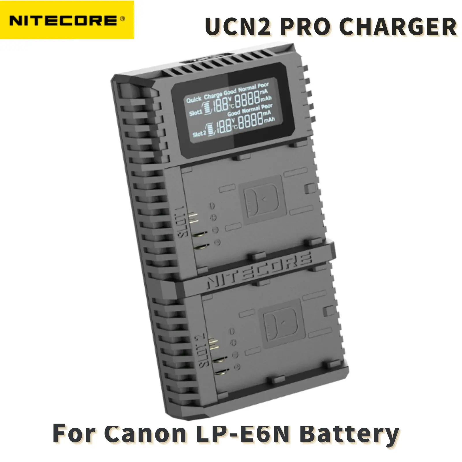 nitecore UCN2 Pro Dual Slot USB QC LP-E6N Charger For Canon DSLR EOS 60D 5D3 7D 70D 5D Mark II SLR Camera Battery