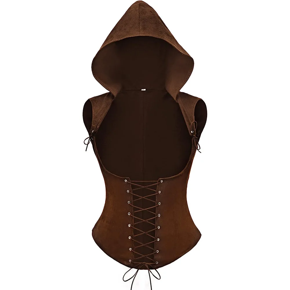 

Женский пиратский косплей панк готический корсет с капюшоном на шнуровке жилет Хэллоуин Карнавальный костюм для вечеринок