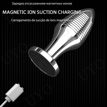 Metal wireless remote control anal plug wave pattern anal plug vibrator charging powerful men and women anal plug sex toy UYO 2